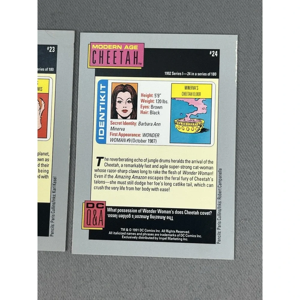 1991 DC Comic Cards CHEETAH Villain Heritage Set Of 3